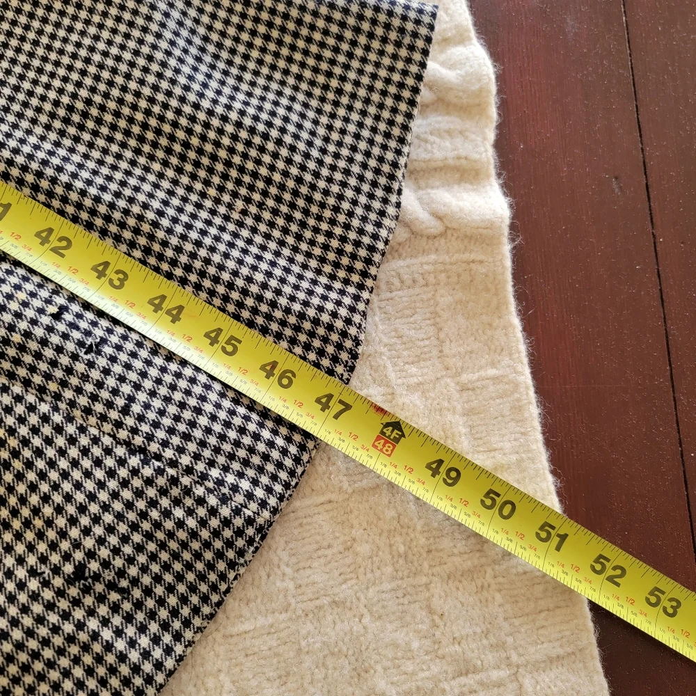 VINTAGE Micro Houndstooth Wool Long Riding Trench Coat Womens S/M Black ivory - Picture 9 of 14